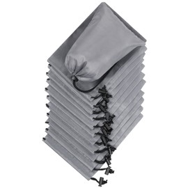 Drawstring Bag - Nylon Cinch and Ditty Stuff Pouch with Toggle (6 x 8-12 pack, Grey)