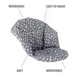 Twistshake Oeko-TEX Certified Cotton Cushion with Velcro Fastener for Toddler Highchair, Super Soft Cushion for Baby Chair, Easy to Attach, Suitable from 6 Months to 15 kg, Grey