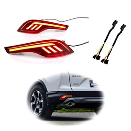 PGONE Red LED Rear Bumper Reflectors Fog Brake Tail Light Lamps Plug and play Kit for 2017 2018 2019 Honda CRV CR-V Accessories (Three Functions)