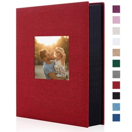 Miaikoe Photo Album 6x4 300 Pockets Slip in Large Capacity Album for Family Wedding Anniversary Linen Album Book Holds 300 Horizontal 10x15cm Photos(300 Pockets, Red)