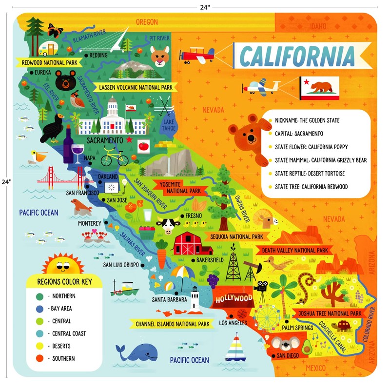 Little Buffalo - Learning & Education - State Puzzle: California