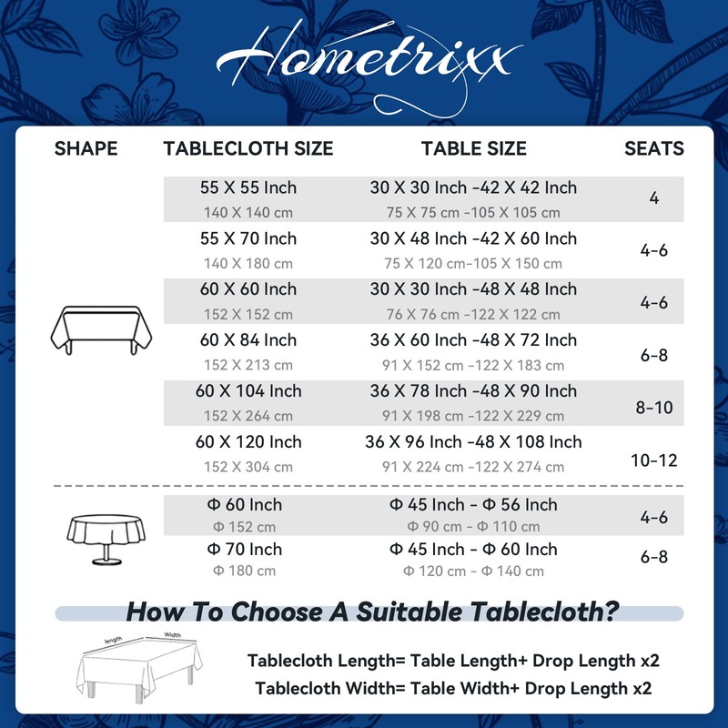 hometrixx Floral Birds Vintage Rectangle Table Cloth Cover 152x213cm