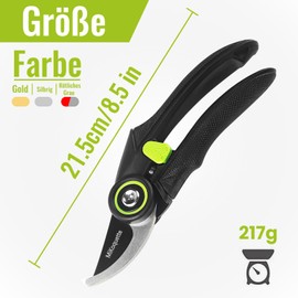 Mikoquette Pruning Shears, Premium Vine Shears with Bypass Cutting Edge for Flowers, Shoots and Branches, Max. Cutting Diameter 24 mm, Cutting Diameter: 24 mm (Silver)