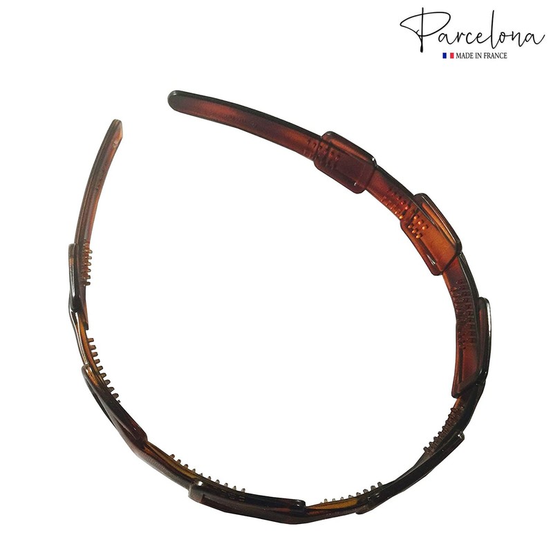 Parcelona French Spacer Brown Tortoise Shell Celluloid Acetate Flexible Headband