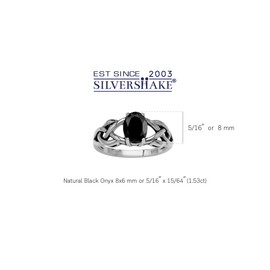 Silvershake 1.5 ct Natural 8X6mm Oval Black Onyx Stone 925 Sterling Silver Celtic Knot Solitaire Ring Jewelry Size 10