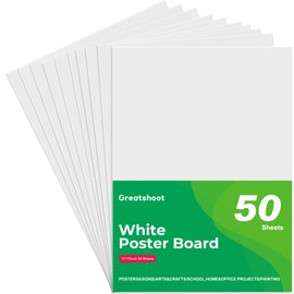 Greatshoot Poster Board 50Pcs, 11x17 White Poster Paper, 240GSM Thickness Poster Board Bulk for School Arts & Crafts, DIY Art, Signs, Small Posters, Exhibits, Painting, and More