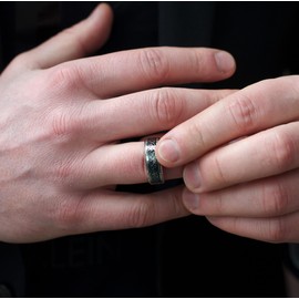 Adreamz 8mm Silver Stainless Steel Anxiety Ring for Women Men Fidget Spinner Ring Beveled Edge Silver Celtic Dragon Inlay Comfort Fit Wedding Band Size 14