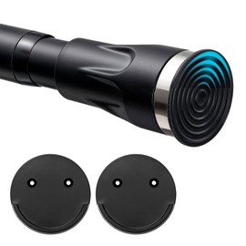 Heavy Duty Shower Curtain Rod - 42 to 87" Adjustable,3-In-1 Installation (No Drilling, Stick-On Or Screw Mount), Non-Slip Stainless Steel Tension Rod for Bathroom,Windows,Room Dividers,Black