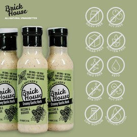 Creamy Garlic Herb - Paleo / Keto Salad Dressing & Marinade made with Organic Stevia Leaves & NON-GMO Grapeseed Oil by Brick House Vinaigrettes. Low Sodium / No Sugar / Low Carb / Dairy Free (2-pack).