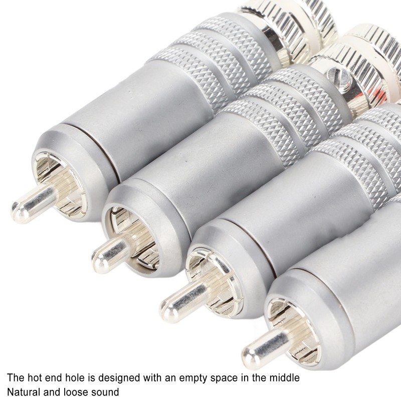 4pcs RCA Plug Silver Plated HIFI Solder RCA Connector Accommodates
