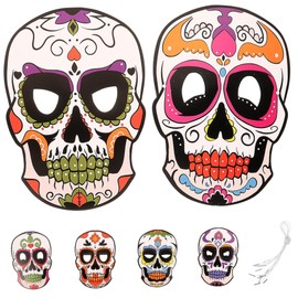 CIYODO Zombie Mask Diy Paper Day Dead Decorations 6pcs Paper Skull Masks Masquerade Masks for Day Dead Party Cosplay Masks