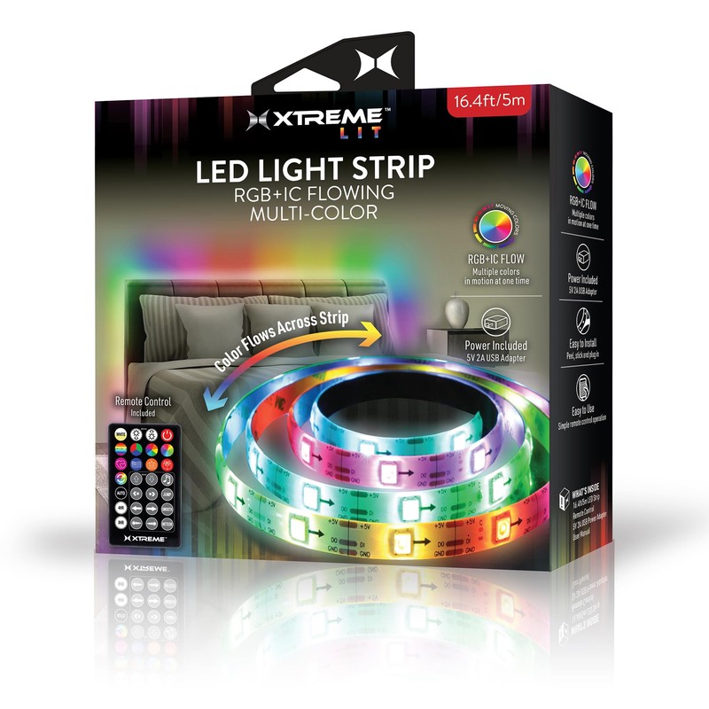Xtreme Lit 16.4ft RGB Flow Multi-Color Indoor LED Light Strip,