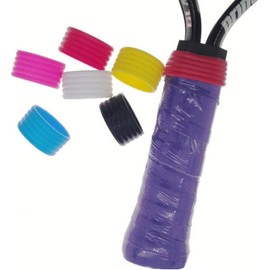 Calsgkspray 5Pcs Black Tennis Racket Handle Rubber Ring Stretchy Tennis Racquet Band Overgrips,Non Slip Racket Rubber Ring Absorbent Overgrip in Place,Tennis Racket Grips Racquet Accessories