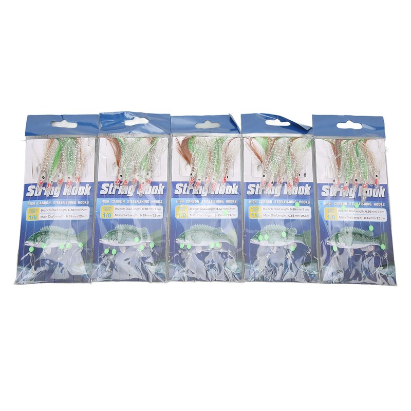 5 Set Octopus Simulation Fishing Rigs Luminous Fishing Lure Bait
