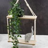 GEEZY 2 Tier Hanging Floating Macrame Rope Shelf Wooden Storage