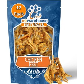 K9warehouse - Chicken Feet Dog Treats - 12 Count - Chicken Feet for Dogs - Natural, Dried, Dehydrated Chicken Feet Treats for Dogs - Single Ingredient Dog Chews - Alternative to Duck Feet