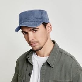 YAMEE Military Cap Unisex Denim, Army Cap Men's Classic Vintage Baseball Cap Women's Cotton, Military Cap Men's Sun Protection, Baseball Cap Adjustable for Men Women, 1/Dark Blue