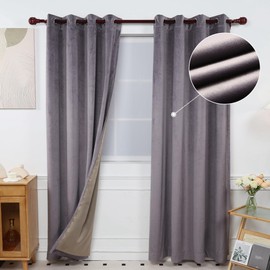 INLINAS 52W x 96L Inch Velvet Blackout Curtain - Luxurious Softness with Light Control, Thermal Insulated, Noise Reduction, Energy Saving Set of 2 Panels, Light Purple