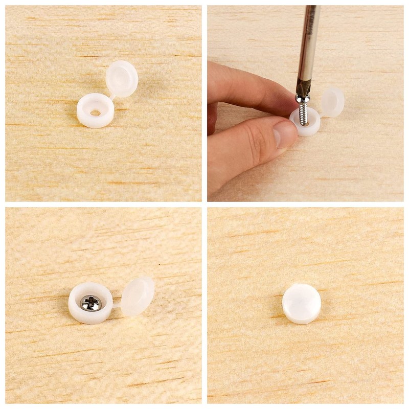 160Pcs Screw Caps Brown/White/Black/Grey Hinged Plastic Screw Cover Caps for