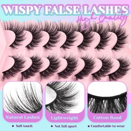 Losha Lashes Wispy False Eyelashes C Curl Cat Eye Lashes Natural Look 7 Pairs Lashes Strips 9-18mm Fluffy Fake Eyelashes with Soft Touch (FC02)