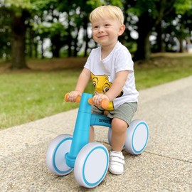 SEREED Baby Balance Bike 4 Wheels for 1 Year Old Boys Girls 12-24 Month Blue | Toddler Balance Bike, Toddler First Bike, First Birthday Gifts