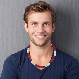 Baseball Beaded Necklace for Men Boys, Bling Drip Chain, Inspired Accessory Diamond Valiant 20 Inch Necklaces, Rhinestone Discoball Jewelry, Team Lovers Gifts