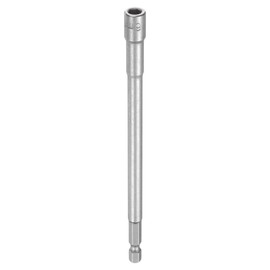 sourcing map Nut Driver Drill Bit 6mm Metric Impact Socket 1/4" Hex Shank 6" (150mm) Extra Long Magnetic 6-Point Sockets Quick-Change CR-V Steel Bolt Setter for Power Drill Drivers