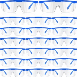 Kigeli 20 Pairs Safety Goggles over Glasses Lab Goggles Anti Fog Scratch Adult Protective Eyewear for Classroom Work (Blue)