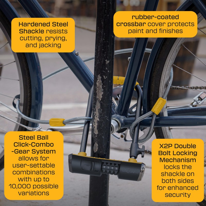 ONGUARD Bulldog Combination U-Lock Cable Combo, Black/Yellow