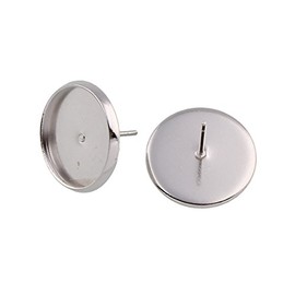 M508 30 Stud Earrings Set for 12 mm Cabochons Silver-Plated Round Brass
