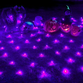 Brightown Net Christmas String Lights for Bushes - 10FT 200 LED Mesh Lights with Adapter for Outdoor Home Garden Lawn Bushes Decor,Purple.