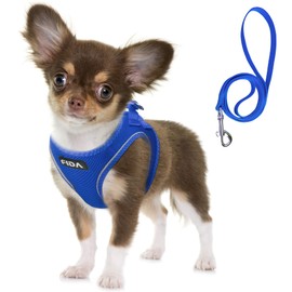 Fida Comfy Dog Harness with Leash, Soft Puppy Vest Escape Proof, Breathable Lightweight Soft Mesh, Adjustable Reflective Step-in Harness for Small Pet Walking (S, Blue)