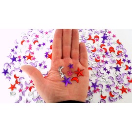Assorted Self Adhesive Gem Stickers (Moon & Stars Theme, Multicolored - 100 Gram Pack!)