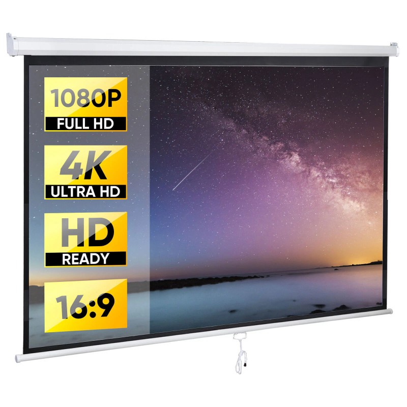 Segawe 80 inch 16:9 Manual Pull Down Projector Projection Screen