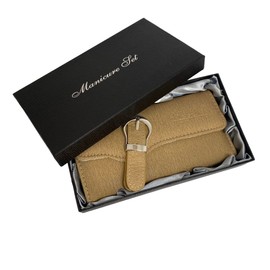 Manicure Pedicure Set, Nail Cutting kit -11pc-Quality Stainless Steel Tools, Nail Care Gift, Fingernail Clipper Case (Tan)