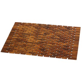 Bare Decor Kuki Spa Mosaic Shower Mat in Solid Teak Wood, 30" x 20", Brown