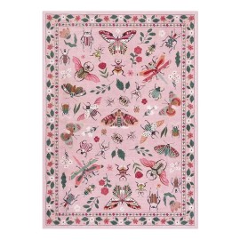 Insect Print Area Rugs, Non Slip Washable Rugs for Living Room,Modern Bedroom Rug Under Bed Large Carpet for Room Decorsize: 100*160cm, color: Pink1