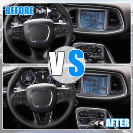 X AUTOHAUX ABS Plastic Carbon Fiber Pattern Black Interior Steering Wheel Cover Trim Set for Dodge Challenger Charger 2015-2020 Inner Decoration Auto Accessories