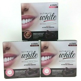 Brush Buddies (3) Ultimate White Whitening Dental Strip Infused with Charcoal 6 Strips SEALED