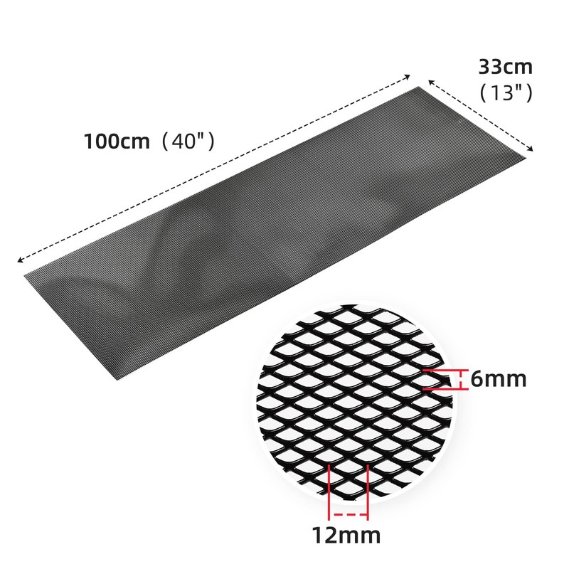 AggAuto Universal 40"x13" Car Grill Mesh - 100x33cm Aluminum Alloy