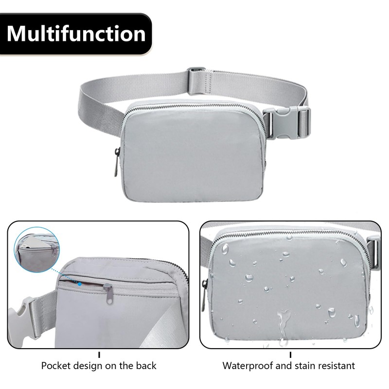 Chest Pocket Bum Bag, gray, Concise