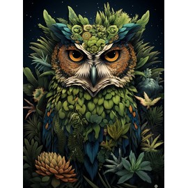 Ginfonr DIY 5D Diamond Art Kits for Adults, Owl Flower Diamond Painting for Adults, Diamond Art Animals Full Drill, Diamond Art Kits Embroidery Rhinestone Craft for Home Wall Decor 12 * 16 Inch