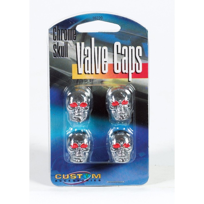 Custom Accessories 16220 Chrome Skull Style Valve Cap -, Pack