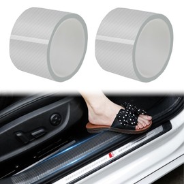 ZVXCABV 2 Rollos Protector de Borde de Puerta de Coche,5cm * 5m,Protector de Borde de Entrada de Coche, Cinta Anticolisión, Transparente, Fibra de Carbono, Accesorios Decorativos Universales