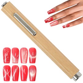 Vnjaoi 3 In 1 Nail Magnet, Multifunctional Cat Eye Gel Nail Polish Magnet with Octagonal Mahogany Shell Protective Cover for Cat Eye Nail Art Design (Original Wood)