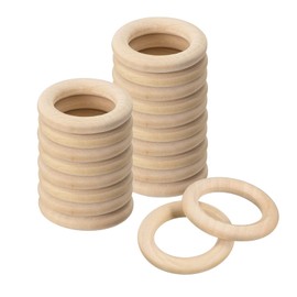 QUARKZMAN Pack of 20 35 mm (1.4 inches) Natural Wood Rings 6 mm Thick Smooth Unfinished Wooden Circles for Handmade Knitting Macrame Pendant