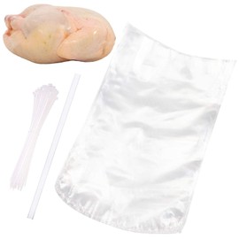 Poultry Shrink Bags,100 Pack 10x16 Inches Clear Poultry Heat Shrink Bags Freezer With 100 Zip Ties for Chickens,Rabbits