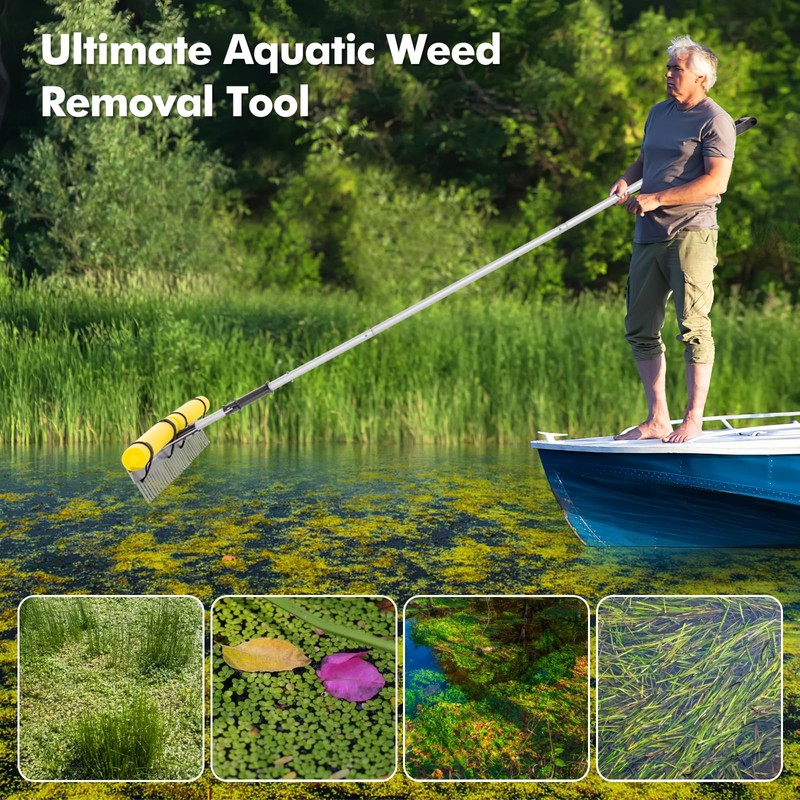 IRONMAX Lake Rake, 36’’ Folding Aluminum Aquatic Weed Rake Weed