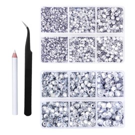 Hsrag 6500 Pcs Rhinestones, Clear Rhinestones for Clothes Crafts Mixed 5 Sizes with Wax Pencil and Tweezers Kit, SS6-SS30, Crystal