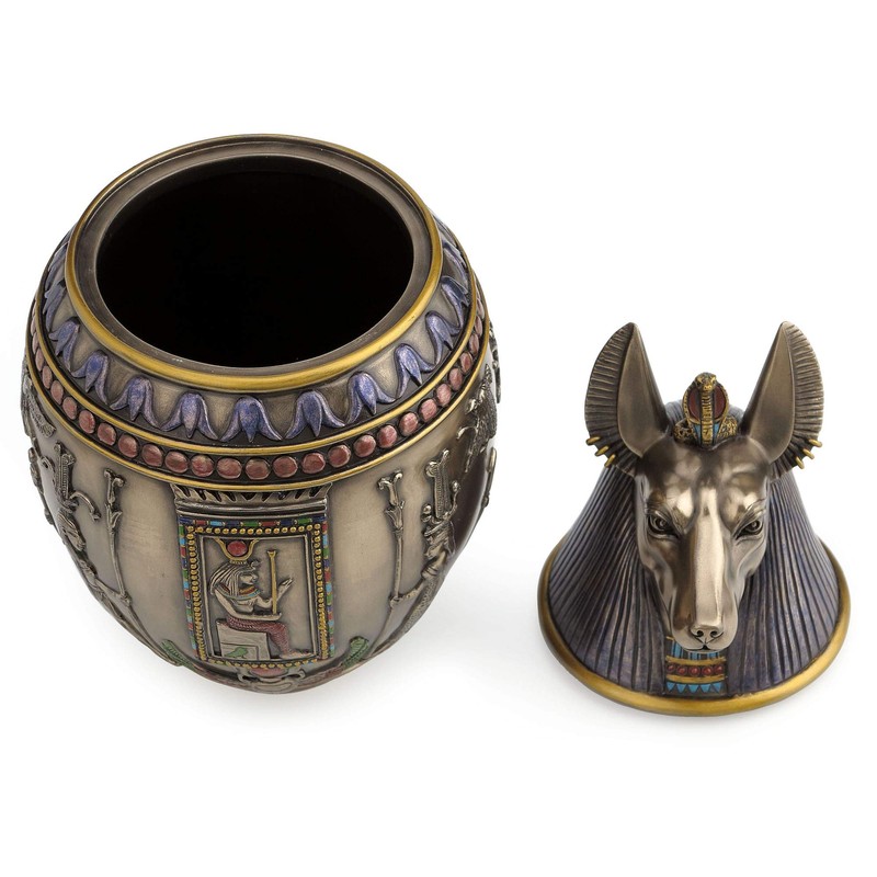 Rare Egyptian Anubis Dog Memorial Urn Canopic Jar